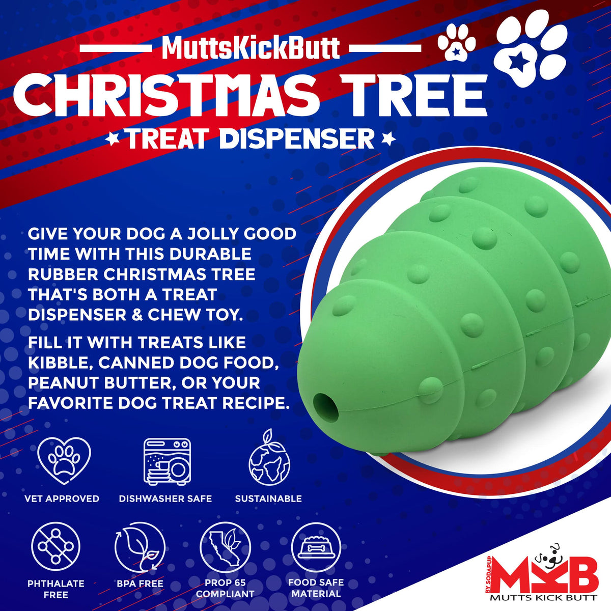 Christmas Tree eDispenser – Rubber Chew & Treat Toy 🎄🐾