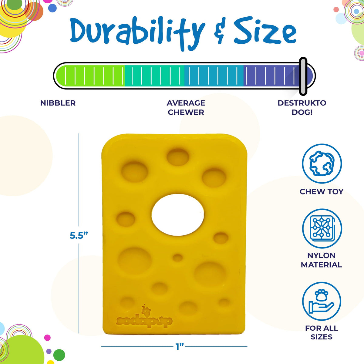 Swiss Cheese Wedge Nylon Dog Chew Toy 🧀🐶