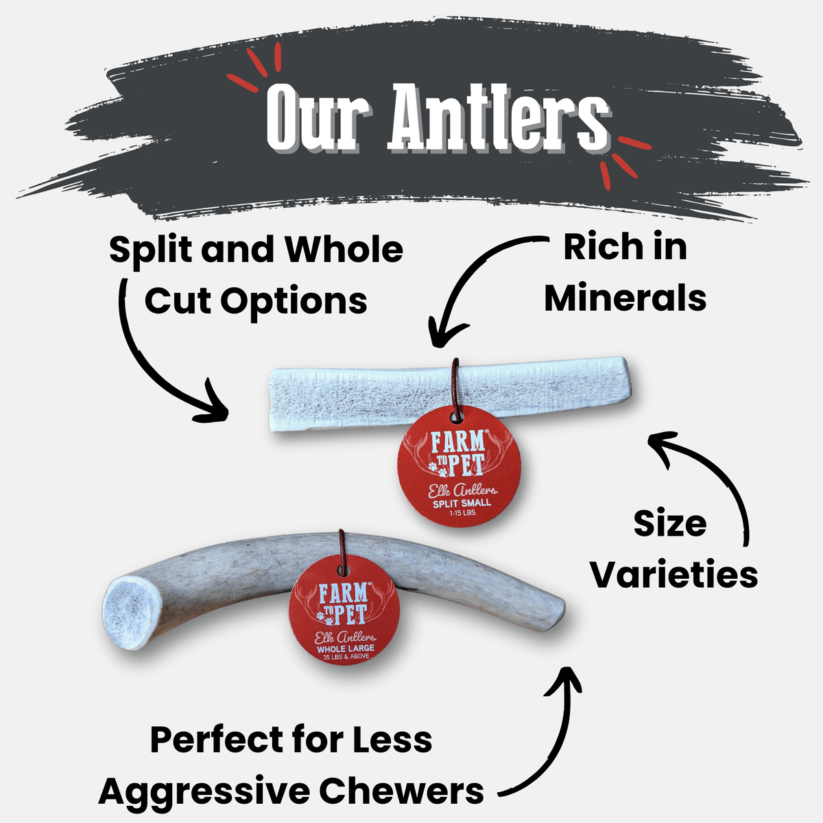 Elk Antler Dog Chews – All-Natural Whole and Split Elk Antler Chews for Dogs